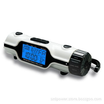 Traveling World Time LED Torch with Alarm Clock, Measuring 132 x 39 x 38cm